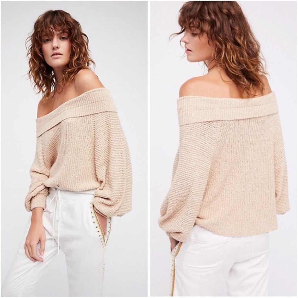 Free people “Edessa” Off-the-Shoulder Sweater